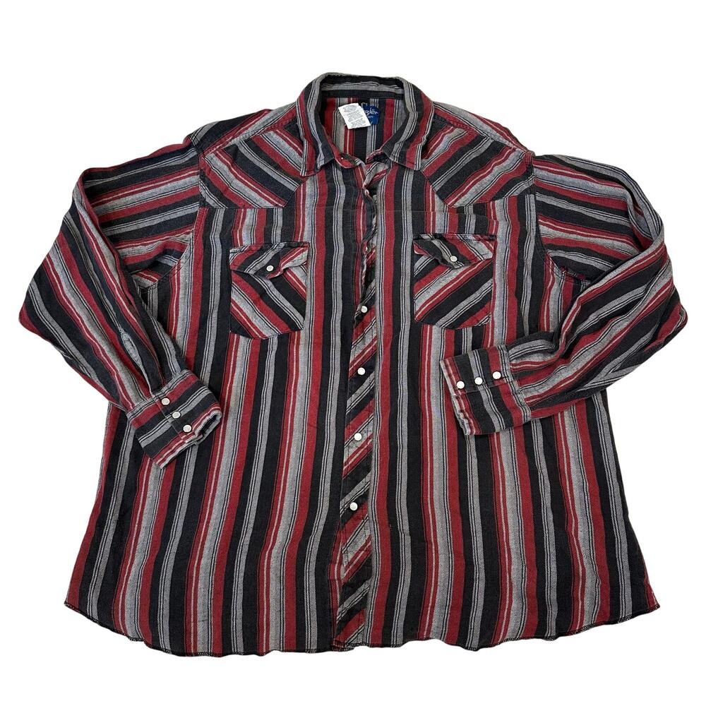 WRANGLER Men's Light Flannel Stripes Western Shirt Size XXL